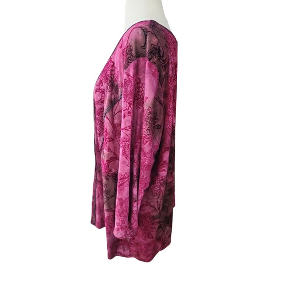 Roz & Ali Y2K Whimsygoth Floral Paisley Blouse Womens 2X Purple Stretchy Tie Dye - Picture 2 of 8